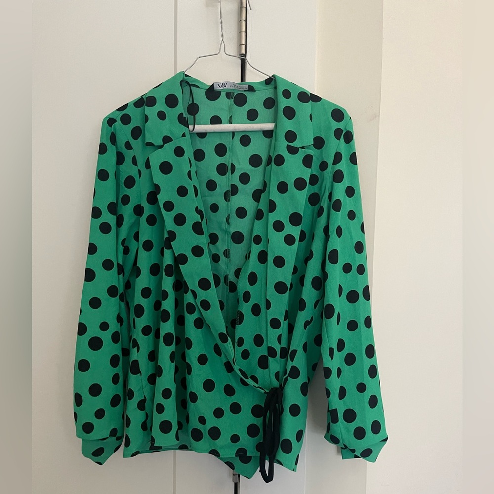 Green&Black Wrap Around Top from Zara